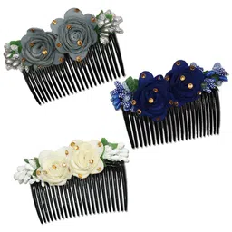 Krelin Women Set Of 3 Hair Comb Flower Design Jooda Hairpin Comb-48