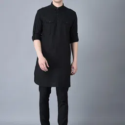 CANOE Shirt Collar Cotton Straight Kurta-image-30