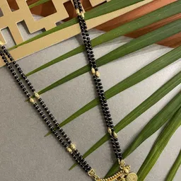 Digital Dress Room Gold-Plated Black Beaded Lakshmi Coin Design Long Mangalsutra-picture-53