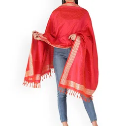 Exotic India Ethnic Motifs Woven Design Banarasi Shawl-image-58