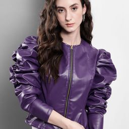 TANDUL Women Floral Colourblocked Cotton Lightweight Crop Biker Jacket-picture-30