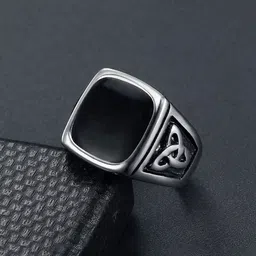 Yellow Chimes Men Stone-Studded Stainless Steel Biker Finger Ring-36