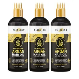 ELIBLISS Set Of 3 Moroccan Argan Hair Oil With Coconut & Castor Oil - 100ml Each-17