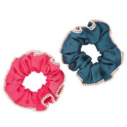 HAIR DRAMA COMPANY Women Pink & Teal Set of 2 Embellished Ponytail Holders-image-47