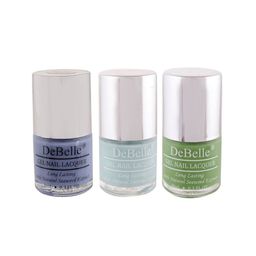 DeBelle Set of 3 Gel Nail Polish - Blueberry Bliss + Mint Amour + Mystique Green- 8ml Each-24