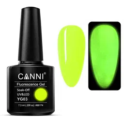 CANNI Fluorescence Glow-In-The-Dark UV-LED Soak-Off Gel Nail Polish - Shade YG03-image-2