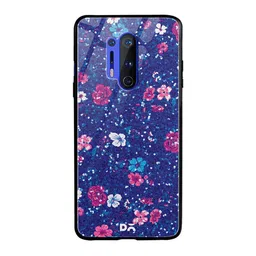 DailyObjects Blue & Pink Marble Flowers OnePlus 8 Pro Glass Mobile Cover-97