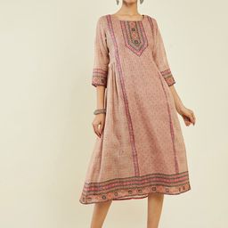 Soch Ethnic Motifs Printed Chanderi Silk A-Line Ethnic Dress-picture-32