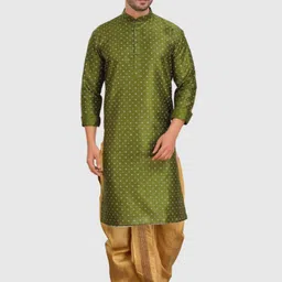 SHIWAM ETHNIX Floral Printed Band Collar Long Sleeve Kurta With Dhoti Pant-picture-39