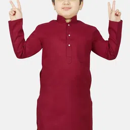 SG YUVRAJ Boys Maroon Raw Silk Raw Silk Kurta-51