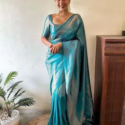 KALINI Ethnic Motifs Woven Design Zari Detailed Banarasi Saree-58