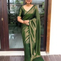 KALINI Ethnic Motifs Woven Design Zari Banarasi Saree-image-28