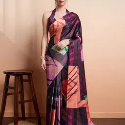 RACHNA Abstract Printed Satin Saree-picture-41