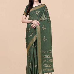 Mitera Fluorescent Floral Pure Silk Saree-image-9