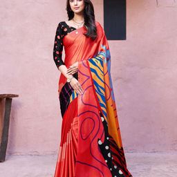 RACHNA Abstract Printed Satin Saree-12