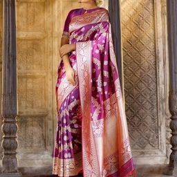 zinzraa Ethnic Motifs Woven Design Zari Pure Silk kanjivaram Saree-image-27