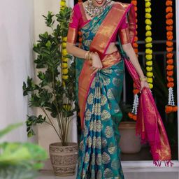 zinzraa Ethnic Motifs Zari Pure Silk Kanjeevaram Saree-image-79