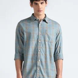 Flying Machine Tartan Checked Opaque Regular Fit Cotton Casual Shirt-picture-45
