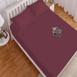 HOKIPO Solid 140 GSM Microfiber King Fitted Bedsheet With 2 Pillow Covers-image-98