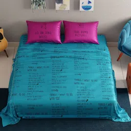 QuirkLoom Things I Want To Do Printed Sateen Double Bedsheet With 2 Pillow Covers-picture-0