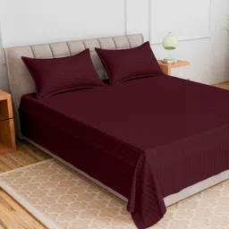 CURIOUS LIFESTYLE Rose Striped 300 TC Single Bedsheet with 2 Pillow Covers-image-95
