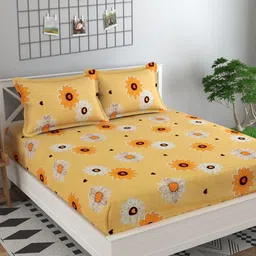 Innovative Edge Yellow Geometric 180 TC King Bedsheet with 2 Pillow Covers-image-57