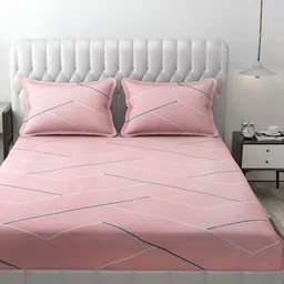 CHHILAKIYA Pink Printed 210 TC King Bedsheet with 2 Pillow Covers-picture-7