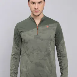 Technosport Men Colourblocked High Neck Antimicrobial Slim Fit T-shirt-image-19