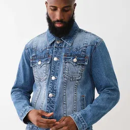 True Religion Men Washed Crop Denim Jacket-image-75