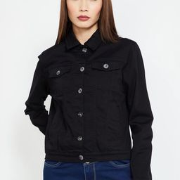 Xpose Women Black Washed Crop Denim Jacket-picture-12