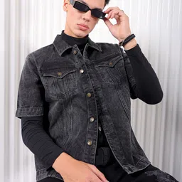 The Indian Garage Co Washed Cotton Denim Jacket-49