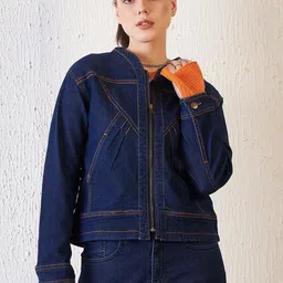 Antheaa Blue Baggy Fit Denim Jacket-image-35
