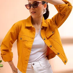 Freehand by The Indian Garage Co Women Crop Outdoor Cotton Denim Jacket-27