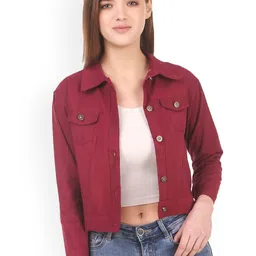 KASHIAN Spread Collar Lightweight Crop Denim Jacket-35