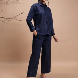 Vishudh Women Winter Front Placket & Collared Shirt With Slim Fit Trousers-image-67