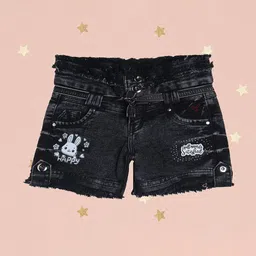 BAESD Girls Embellished Slim Fit High-Rise Denim Denim Shorts-image-91