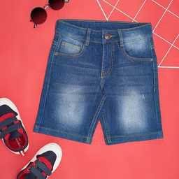 Pantaloons Junior Boys Washed Mid-Rise Light Fade Denim Shorts-picture-13