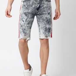 WAIMEA Men White Washed Skinny Fit Outdoor Denim Shorts-image-28