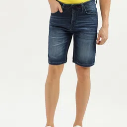 United Colors of Benetton Men Washed Mid Rise Slim Fit Cotton Denim Shorts-image-32