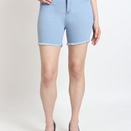 LIVE OK Women Skinny Fit High-Rise Denim Shorts-image-73
