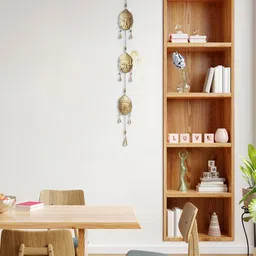DULI Gold-Toned Buddha Design Long Metal Wall Hanging Windchime With Bells-image-54