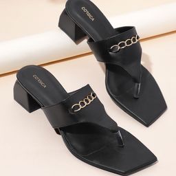 CORSICA Women Block Heels With Chain Detail-19