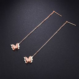 Yellow Chimes Rose Gold Plated Stainless Steel Butterfly Designed Quirky Drop Earrings-20