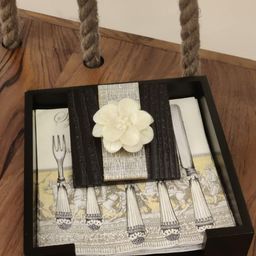 COCKTAIL  Brown & White Wooden  Napkin Holder-16
