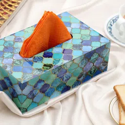 DULI Blue & Green Handmade Tissues and Napkin Holder-3