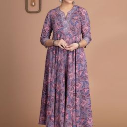 Charnest Women Floral Printed Regular Kurta with Trousers-picture-25