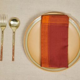Fabindia 6 Pcs Red & Orange Woven Cotton Table Napkins-15