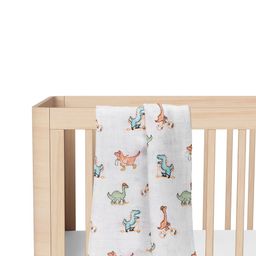 Moms Home Kids White Dinosaur Printed Organic Cotton Soft Baby Muslin Swaddle-55