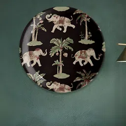 nestroots Black & Beige Rajasthani Traditional Print Porcelain Wall Plate-image-23