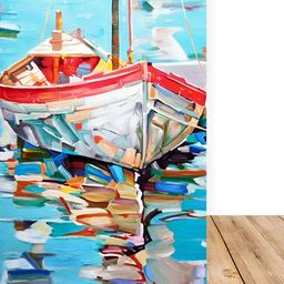 Wallpics Blue & Red Boat Painting Wall Poster-image-22